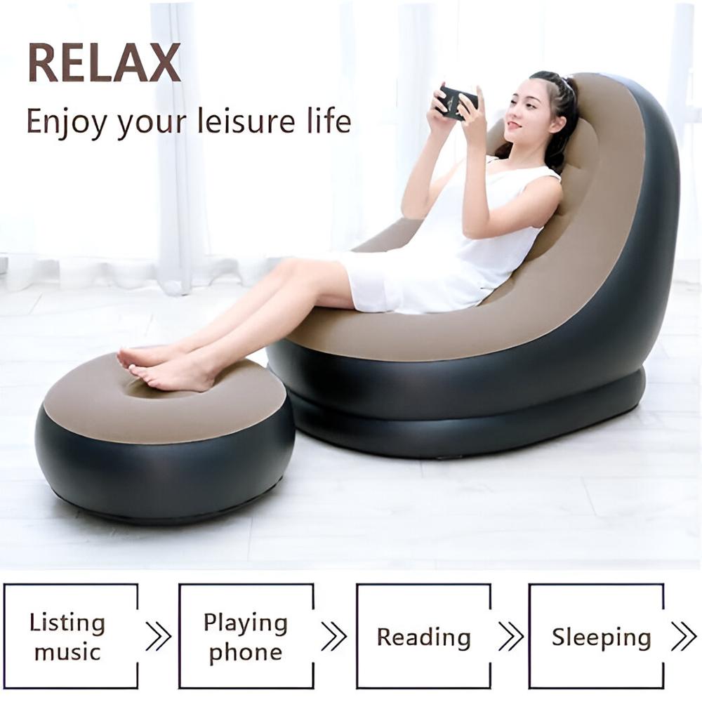 Inflatable Chair Footstool With Household Air Pump - Color: Black