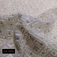 Premium Georgette Schiffli Fabric For Luxurious Outfits - Attributes: Washable