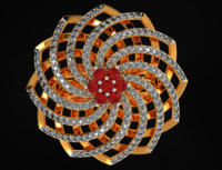 Beautiful Flower Brooch Natural Diamond And Ruby Engagement Ring, Bridal Wedding Ring, 18k Solid Gold Ring, Customize Diamond Ring, Jewelry Wholesaler - Color: Colorless