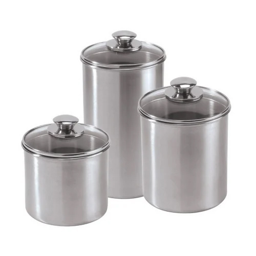 Stainless Steel Canister Set - Standard Size, Polished Silver Finish | Durable Metal Design with Elegant Look