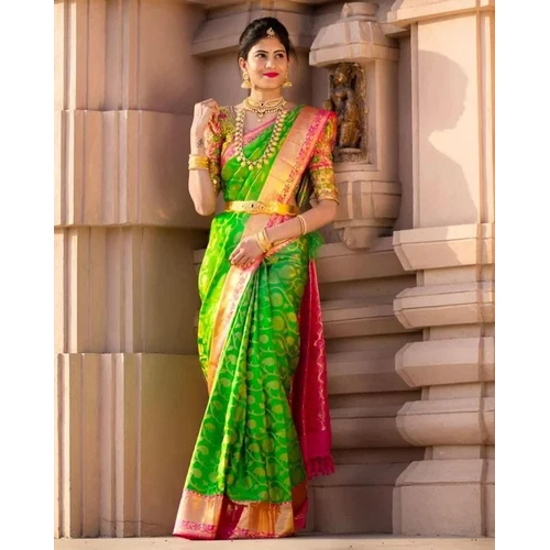 Wedding Wear Banarasi Silk Sarees - Color: Gree