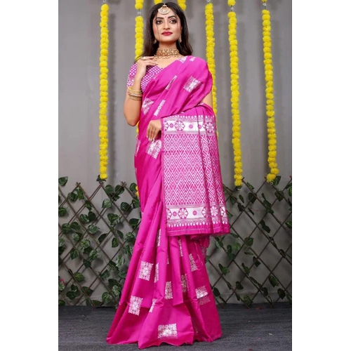 Pink Banarasi Silk Saree - Gender: Woman