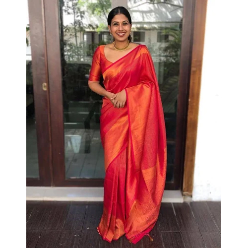 Kanchipuram Soft Silk Saree - Color: Red