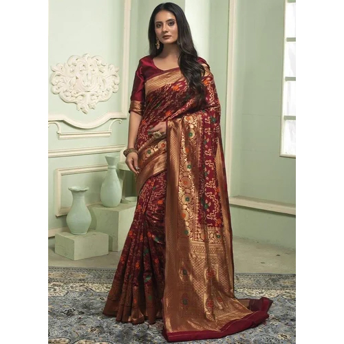 Women Pure Banarasi Soft Silk Saree - Gender: Woman