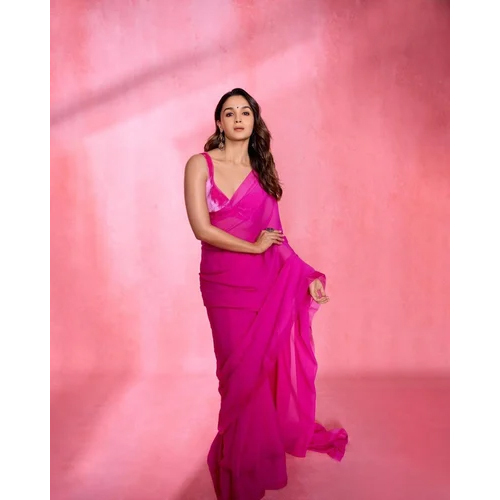 Chiffon Georgette Saree - Color: Pink