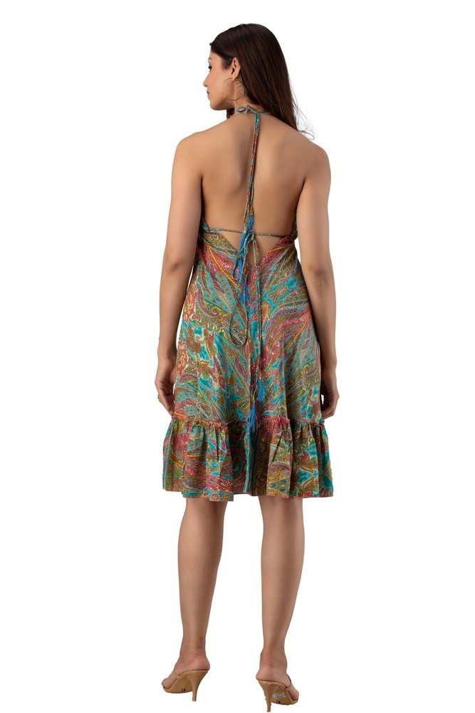 Floral Print V-neck Short Dress - Age Group: Adults