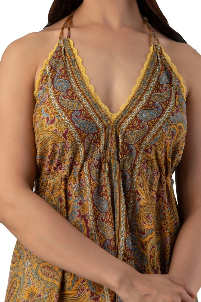 Bright Brown Printed Maxi Dress