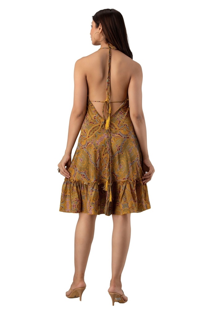 Bright Brown Printed Maxi Dress