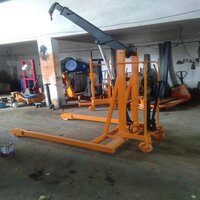 Hydraulic Floor Crane - Steel, 1800 Mm Boom Length, Orange | Variable Capacity, Wheels For Easy Mobility, Designed For Heavy Lifting In Workshops