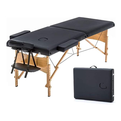 Portable Massage Table With 2 Fold - Color: Black