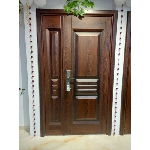 Brown Hinged Steel Security Door - Design: Standard