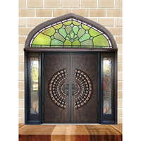 Paritosh Maharaja Door - Metal Entry Door, Standard Size, Dark Brown Color | Aluminum Alloy Frame, Inward/outward Open Style, Center Lock Handle, Heat Transfer Printing Finish