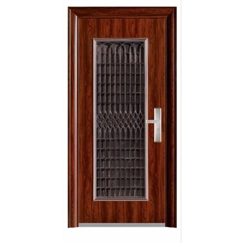 Brown Safety Steel Home Door