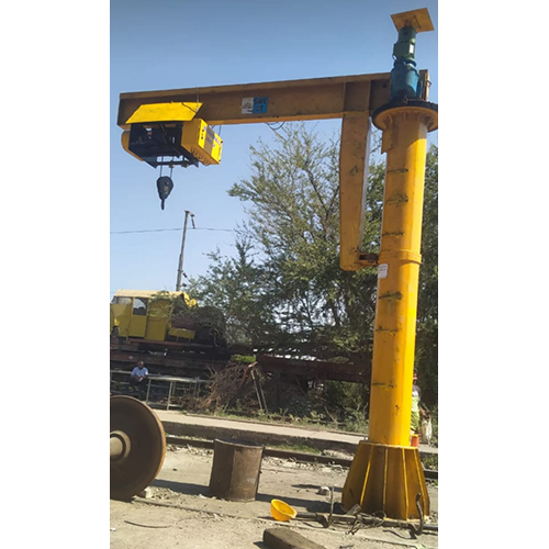 Floor Mounted Jib Crane - Electric Powered, Standard Load Capacity, Yellow Color | 1-Year Warranty, High Quality Design