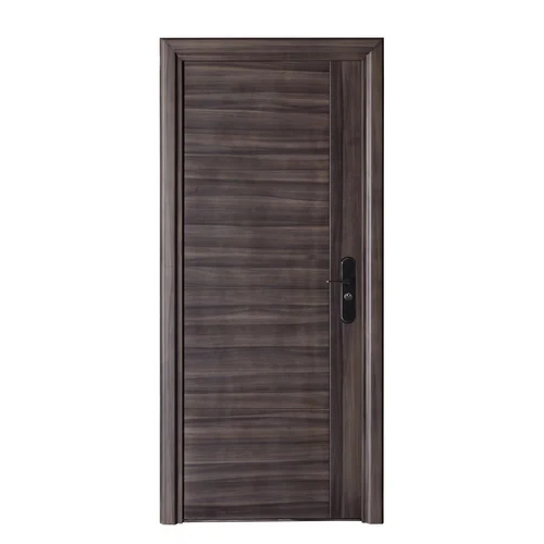 Stainless Steel Security Doors - Solid Wood Frame, Finished Grey Surface | Standard Design, Right Lock Handle Position, Ideal for Commercial Use