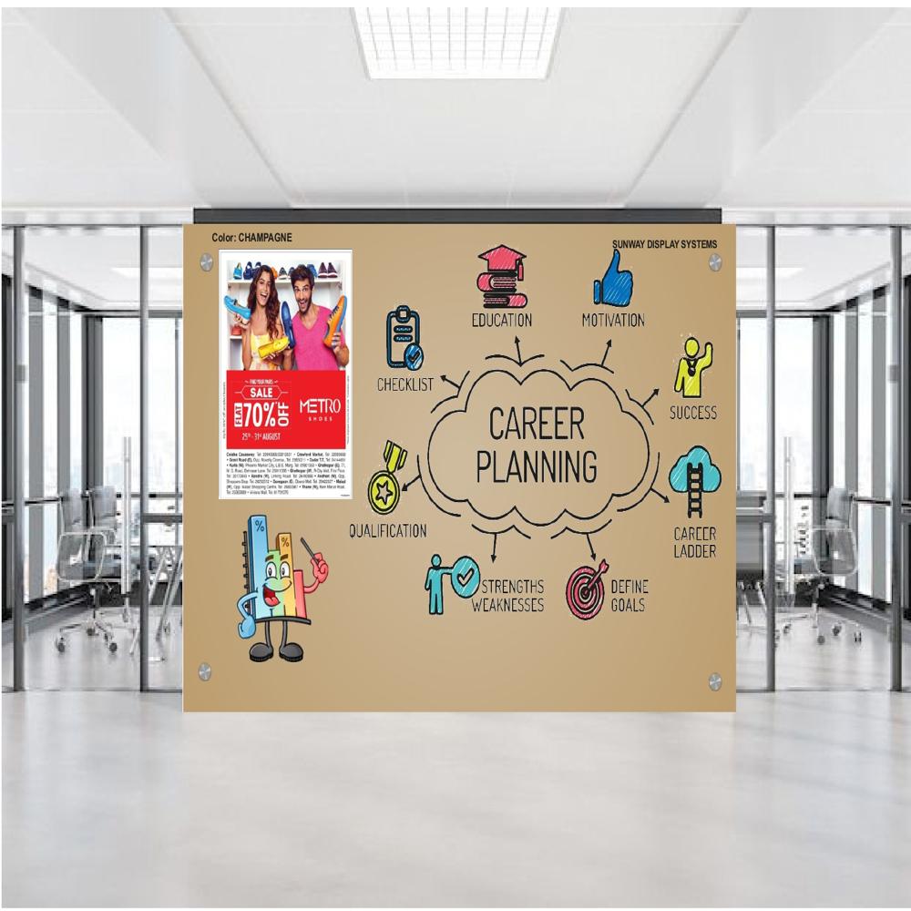 MAGNETIC GLASS WRITING BOARD CHAM-PAGNE