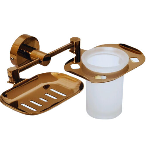 1007 Pvd Rose Gold Soap Dish And Tubmler Holder - Color: Golden