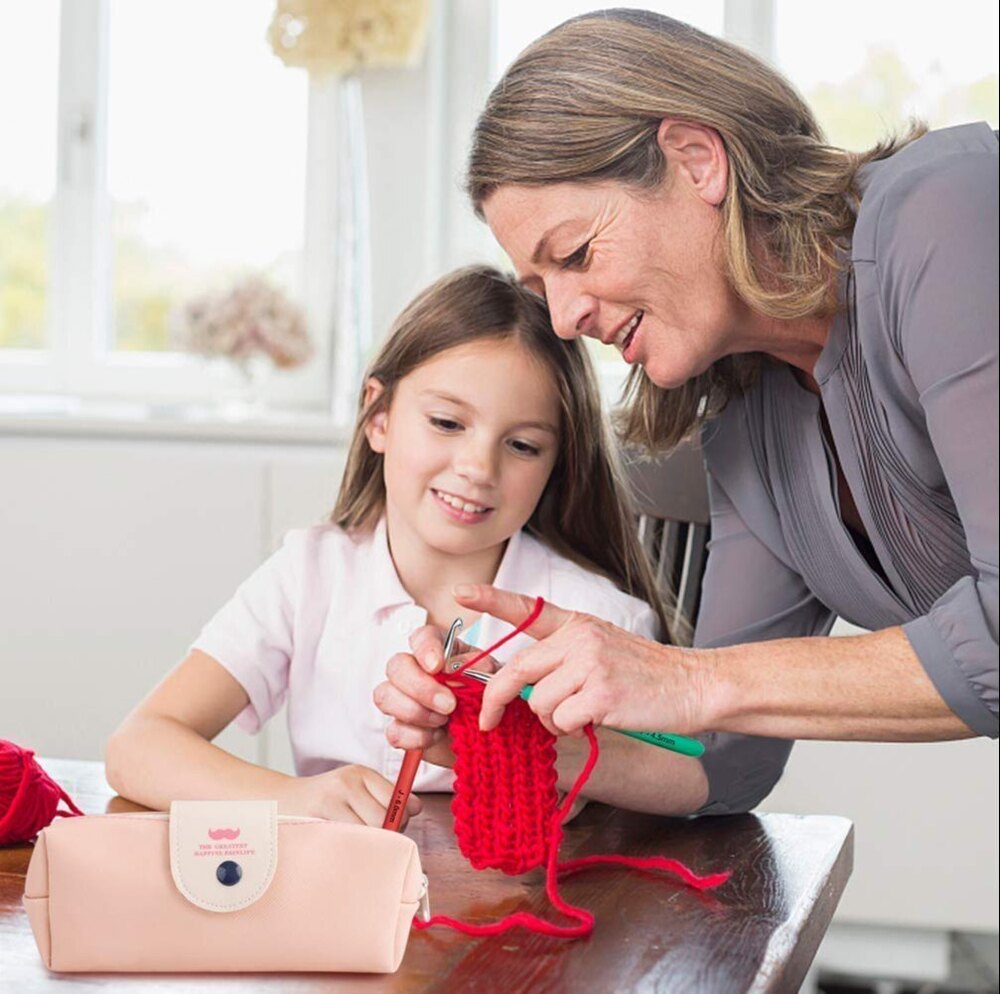 Crochet Hook Needle Set - 52pcs Ergonomic Soft Grip Hook Set 0.6mm-6mm | Includes Scissors, Tapes, Needles, And Silicone Caps For Crafting