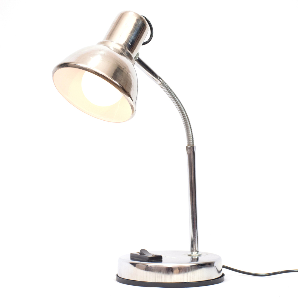 Chrome Body Reading Lamp - Mild Steel Construction , Sleek Silver Color , Adjustable Neck For Targeted Illumination