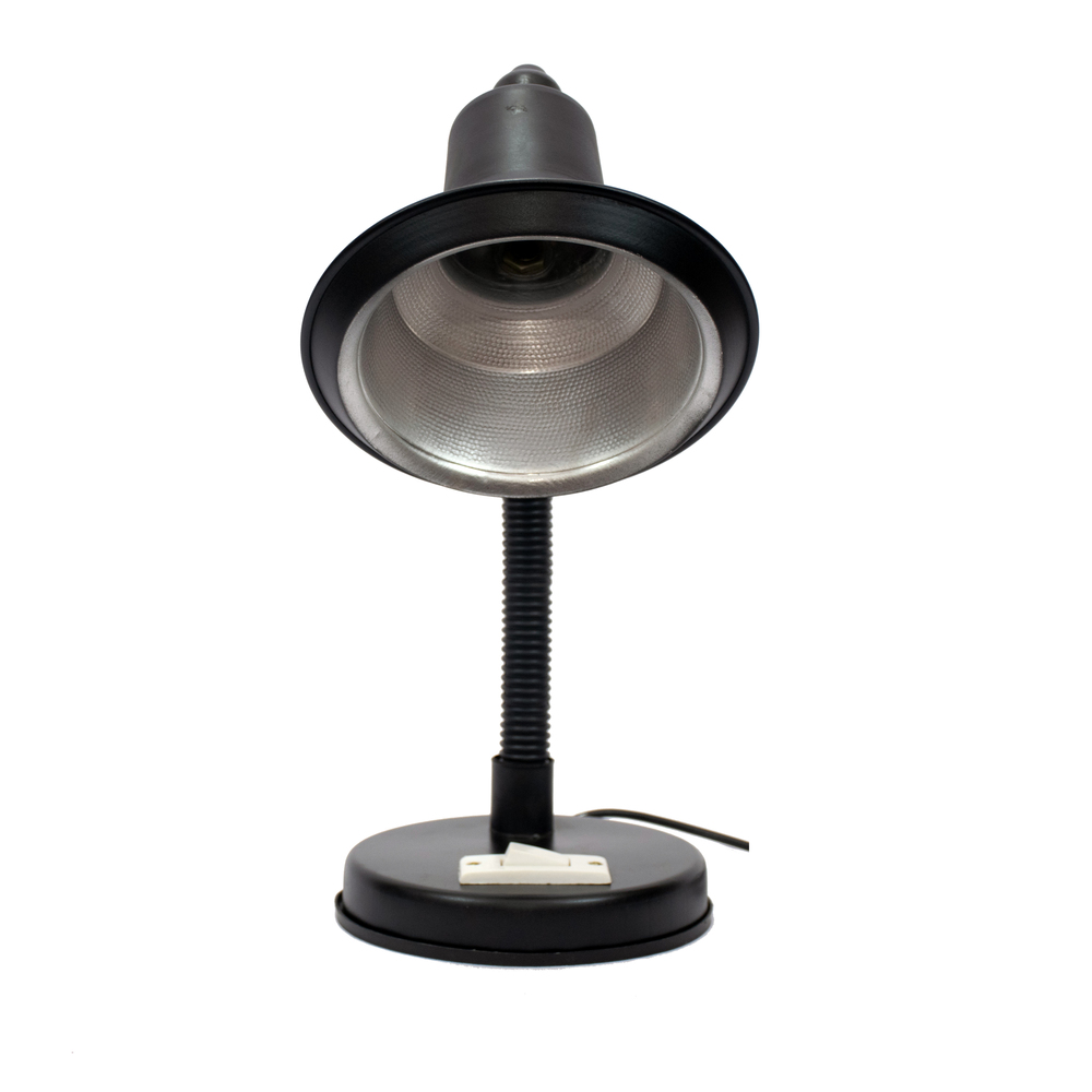 Metallic Study Lamp - 4x12 Inches, Durable Metal, Modern Black Design, 10w Fluorescent Light Source