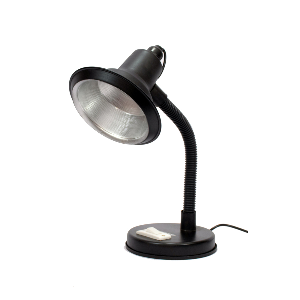 Metallic Study Lamp - 4x12 Inches, Durable Metal, Modern Black Design, 10w Fluorescent Light Source