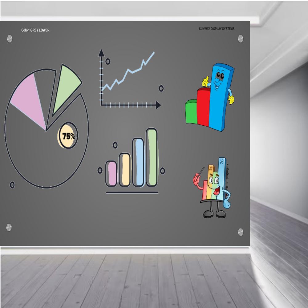 Magnetic Glass Writing Board Grey Lower