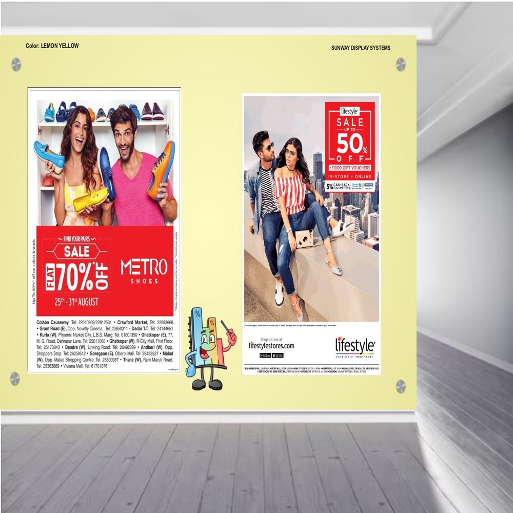 Magnetic Glass Writing Board Lemon Yellow - Tempered Glass, 36x24 Inches, Glossy Finish | Magnetic Surface, Easy To Clean, Stylish Design, Versatile Use