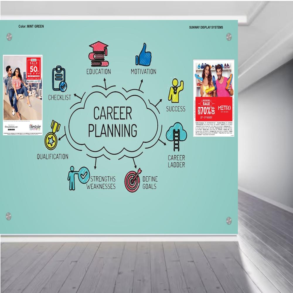 Magnetic Glass Writing Board Mint Green - Application: Industrial