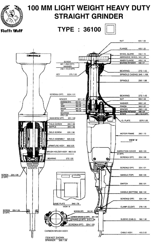 Ralli Wolf Straight Grinder (100mm)