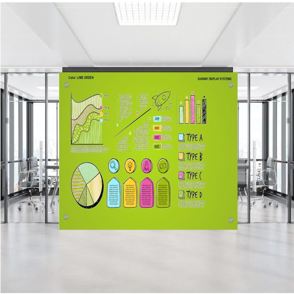 MAGNETIC GLASS WRITING BOARD LIME GREEN