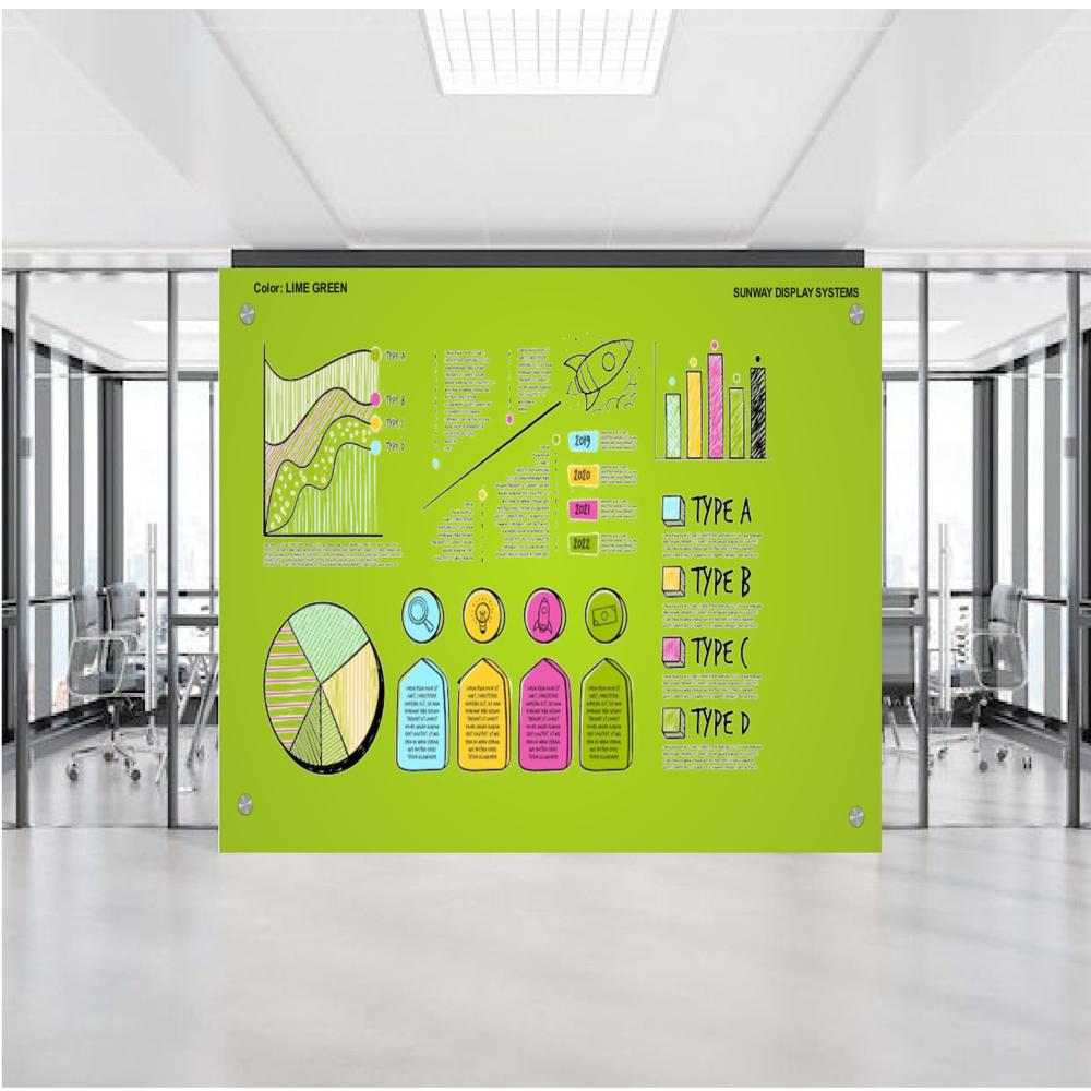 Magnetic Glass Writing Board Lime Green - Tempered Glass, 36x24 Inches, Stylish Glossy Surface, Durable And Easy To Clean, Versatile Magnetic Features