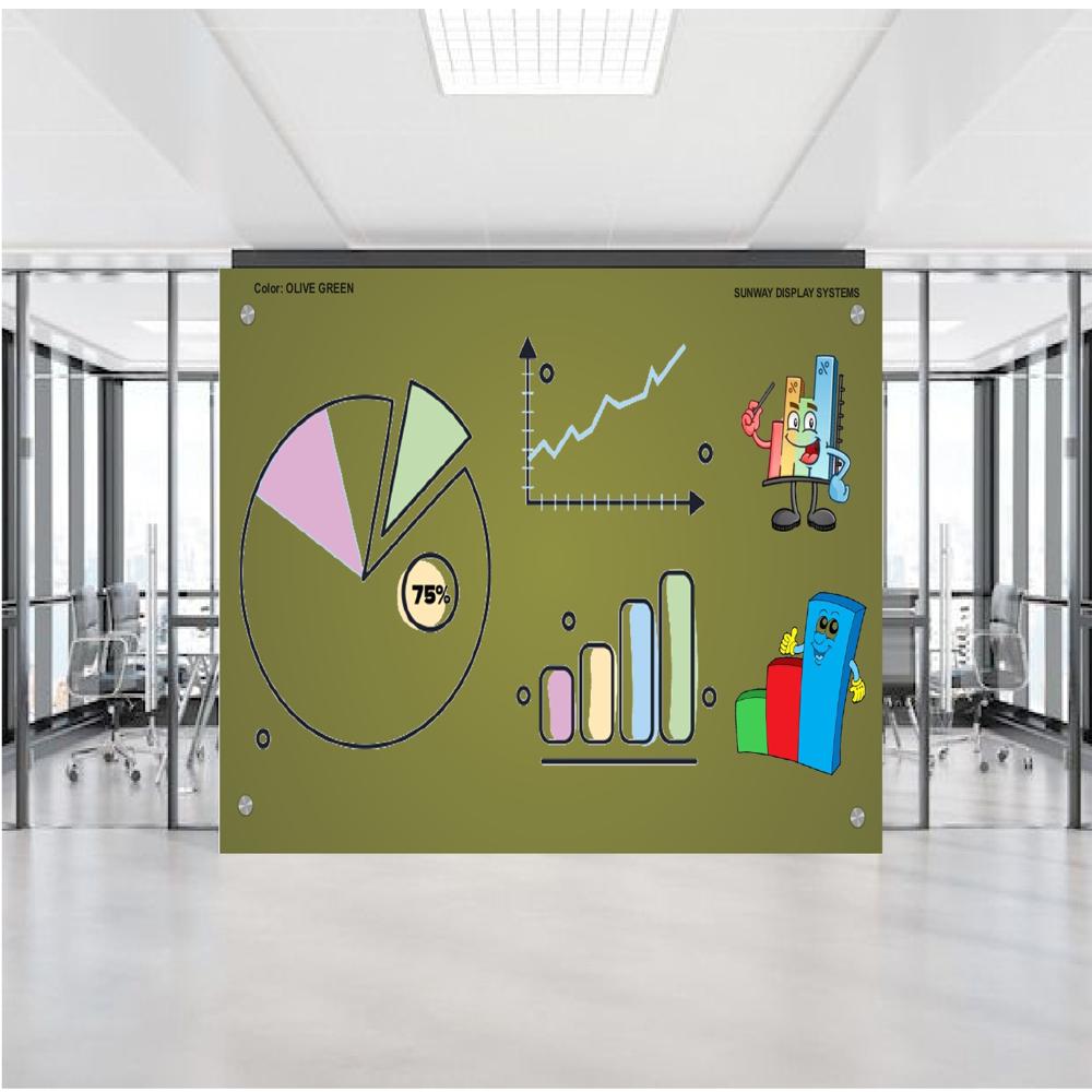 MAGNETIC GLASS WRITING BOARD OLIVE GREEN