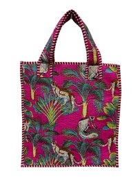 Cotton Quilted Tote Bags - 15x16 Inches | Multicolor, Printed Design, 2 Handles, Customizable