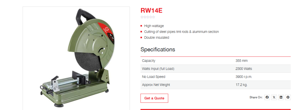 Ralli Wolf Chop Saw (355mm) - Application: Industrial