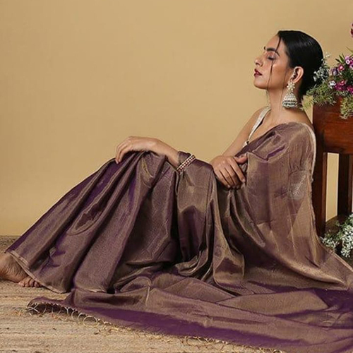 शुद्ध महेश्वरी टिश्यू सिल्क साड़ी