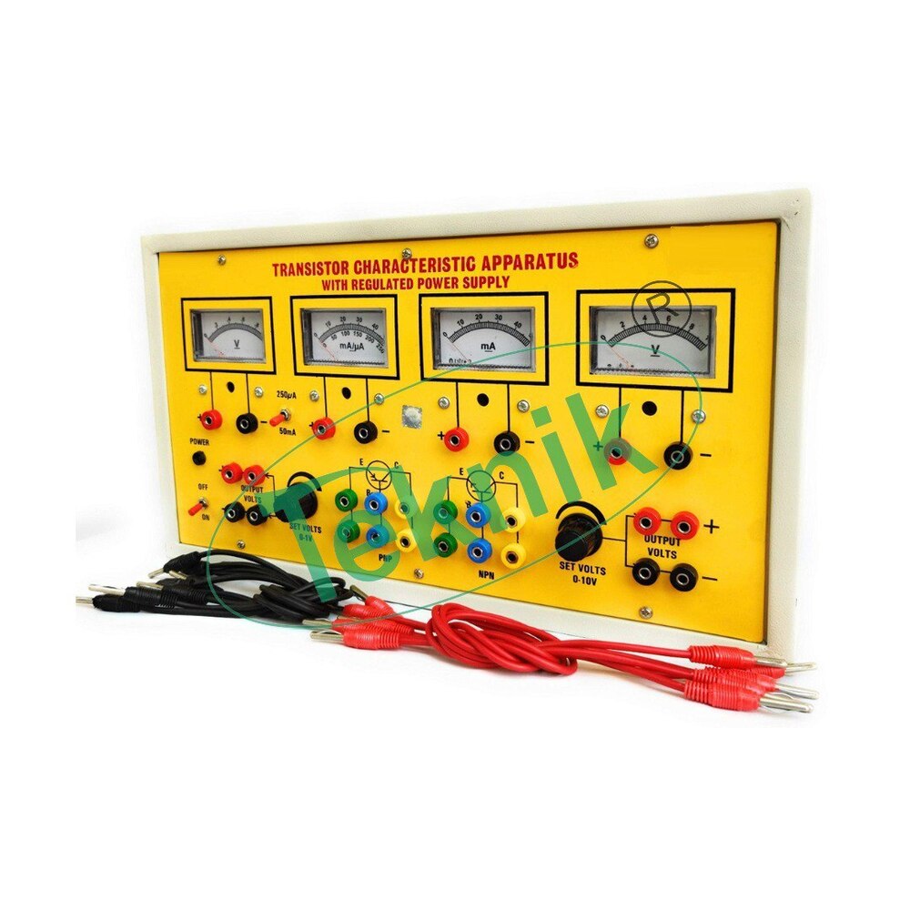 TRANSISTOR CHARACTERISTICS APPARATUS WITH WITH ALUMINUM PANEL & SQUARE METERS, REGULATED POWER SUPPLIES