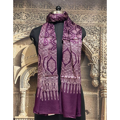 Ajrakh Handblock Soft Silk Stoles - Gender: Woman