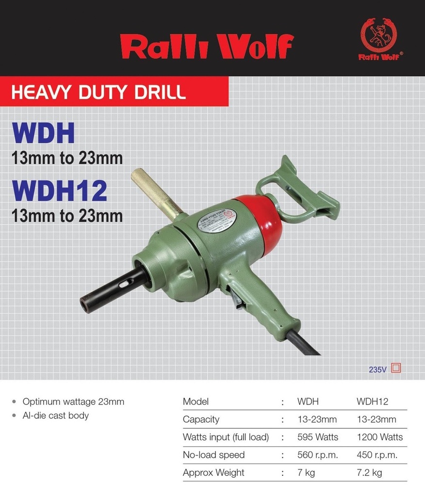 Ralli Wolf Hevy Dyuti Drill  (WDH, WDH 12, 13mm to 23mm)