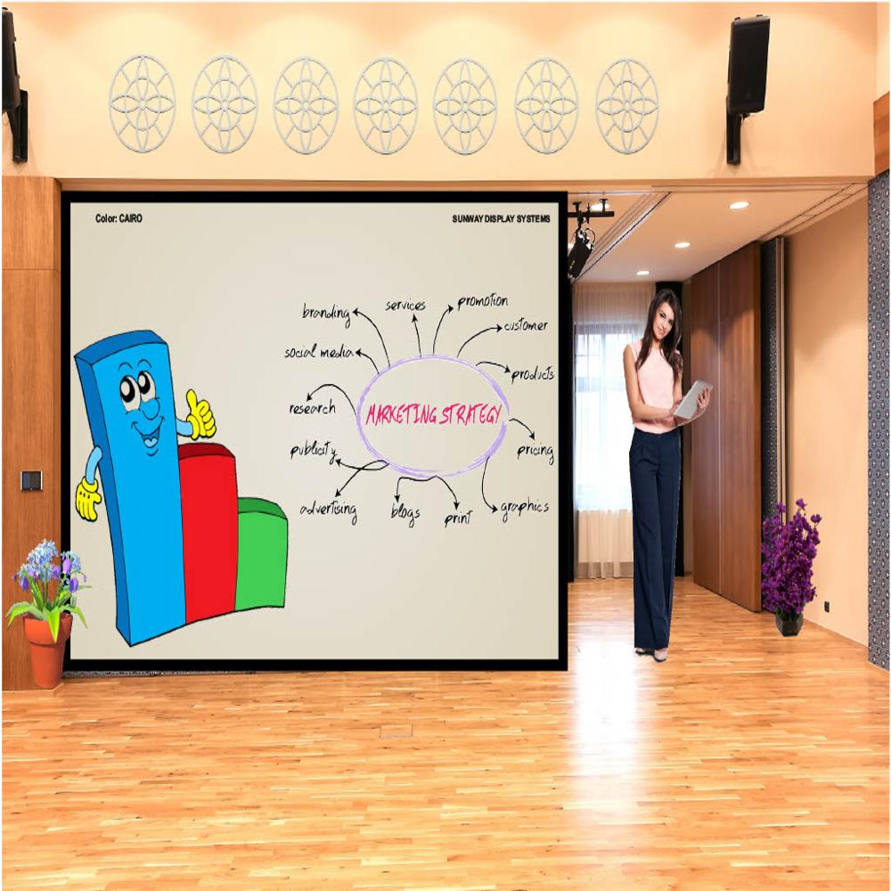 Magnetic Glass Writing Board Cairo With Black Frame - Tempered Glass 4x3 Ft, Almond White, Magnetic Surface, Non-ghosting, Easy Clean