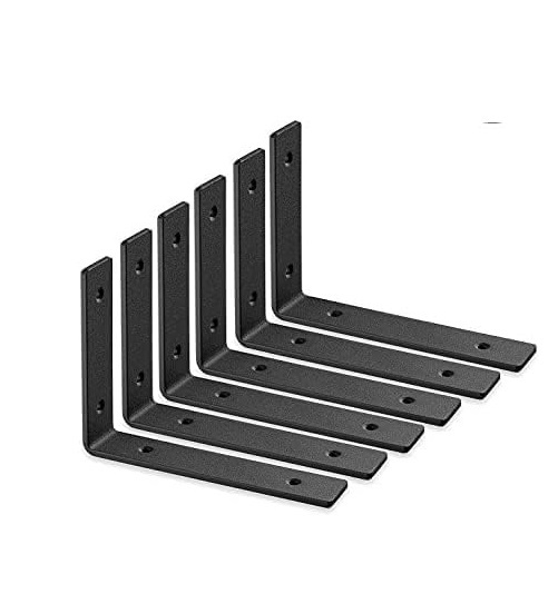 6 Pieces, Black Wall Mounted Support For Diy Open Shelving Iron Shelf Brackets 12 Pcs