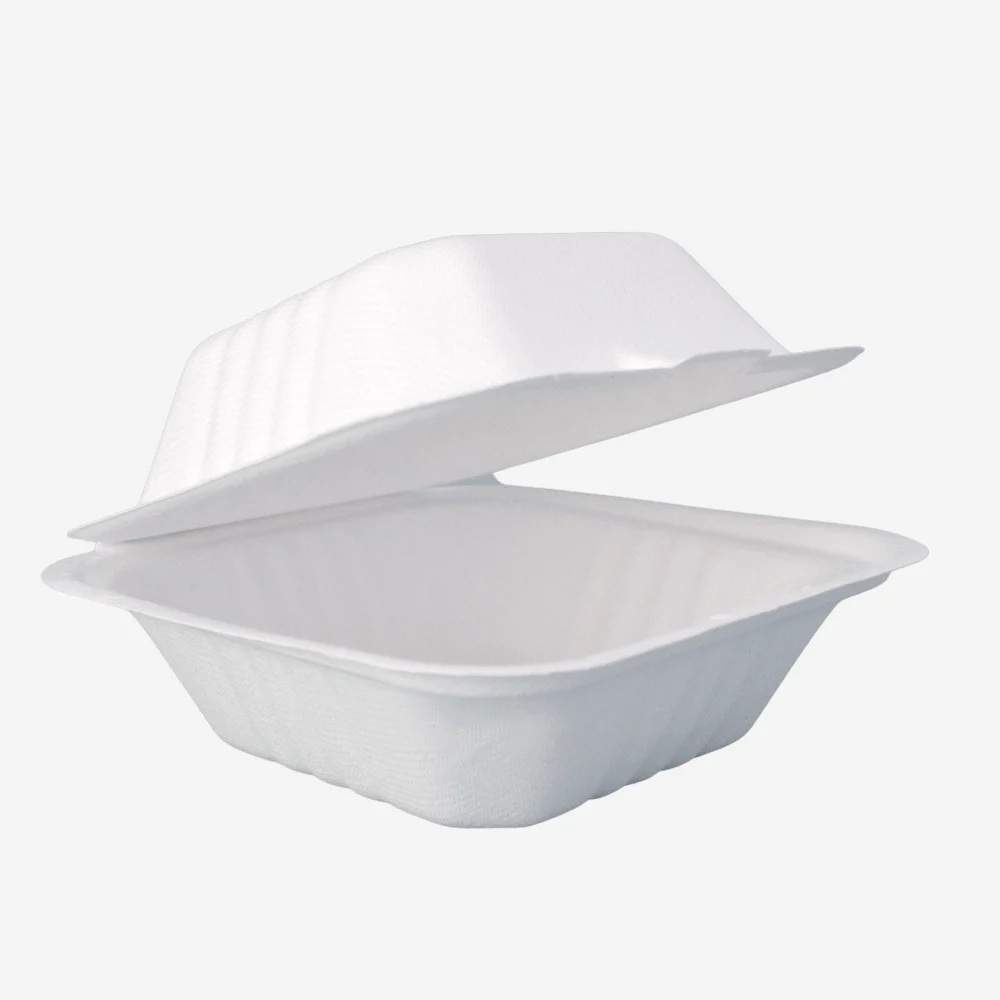 Sugarcane Bagasse Disposable Clamshell Box - Application: Commercial