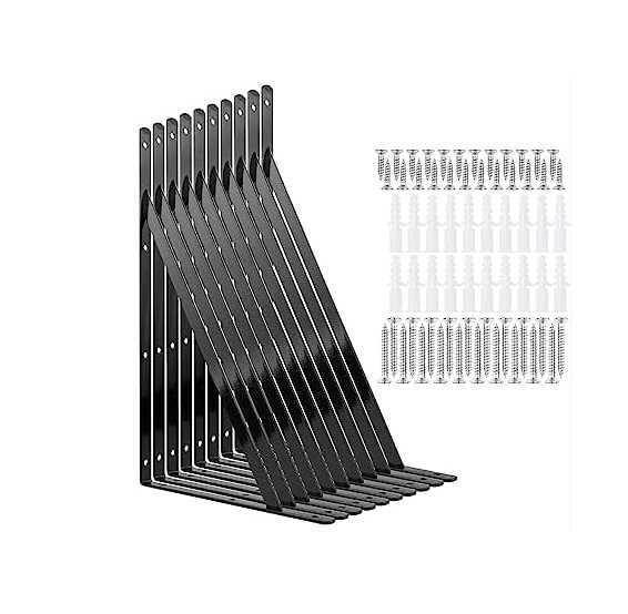 10 Pack 16 Inch Shelf Brackets Heavy Duty Right Angle Bracket Triangle Shelf Brackets Steel Floating Shelf Bracket