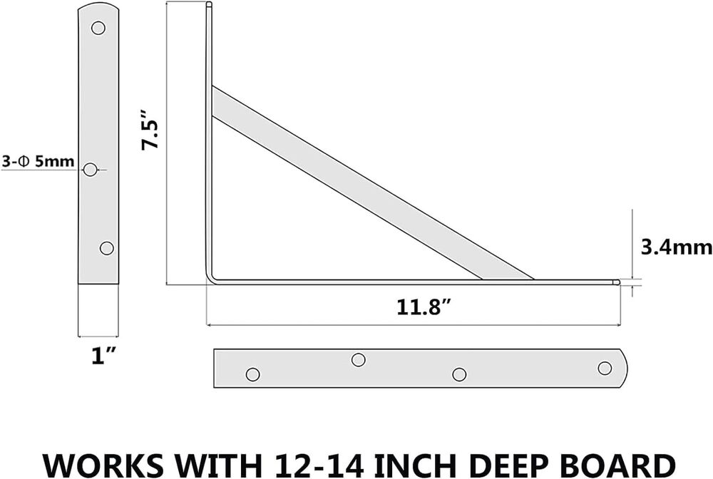 12 inch 12 pack Heavy Duty Shelf Brackets, Large Wall Bracket for Floating Shelves, Black Powder-Coated