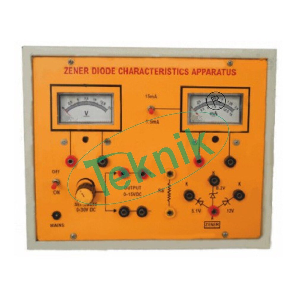 ZENER DIODE V-I CHARACTERISTICS APPARATUS WITH ALUMINUM PANEL & SQUARE METERS (FORWARD & REVERSE)