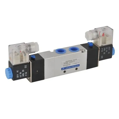 4V130-06 5-3 5 Way Three Position Double Solenoid - Color: Silver