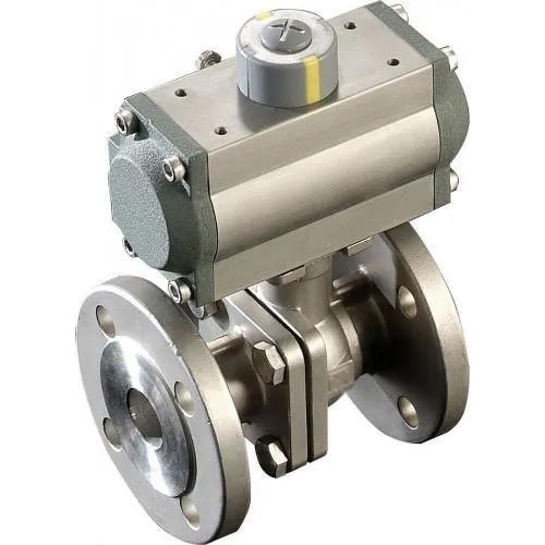 Flanged End L And T Actuated Ball Valve - Color: Silver