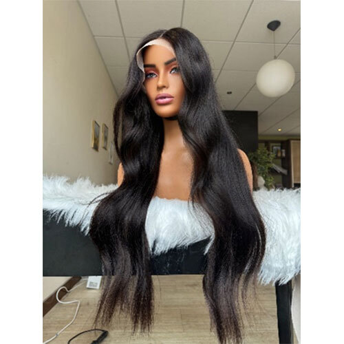 Virgin Natural Straight Front Lace Human Hair Wig - Color: Jet Black