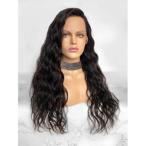 Virgin Remy Natural Wavy Full Lace Human Hair Wig - Color: Jet Black