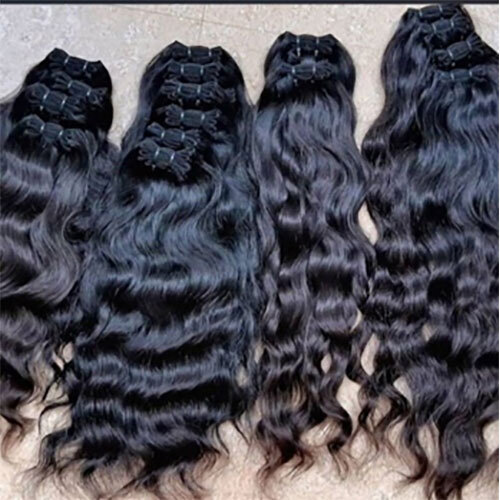 VIRGIN REMY HUMAN HAIR NATURAL WAVY WEFTED EXTENSION