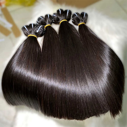 Virgin Remy Human Hair Double Drawn Wefted Extension - Color: Jet Black